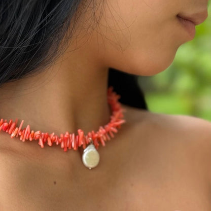 Orange coral necklace