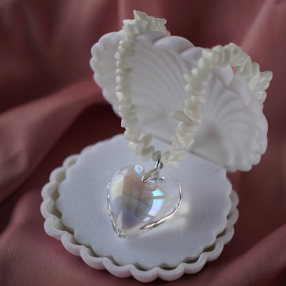 White glass heart