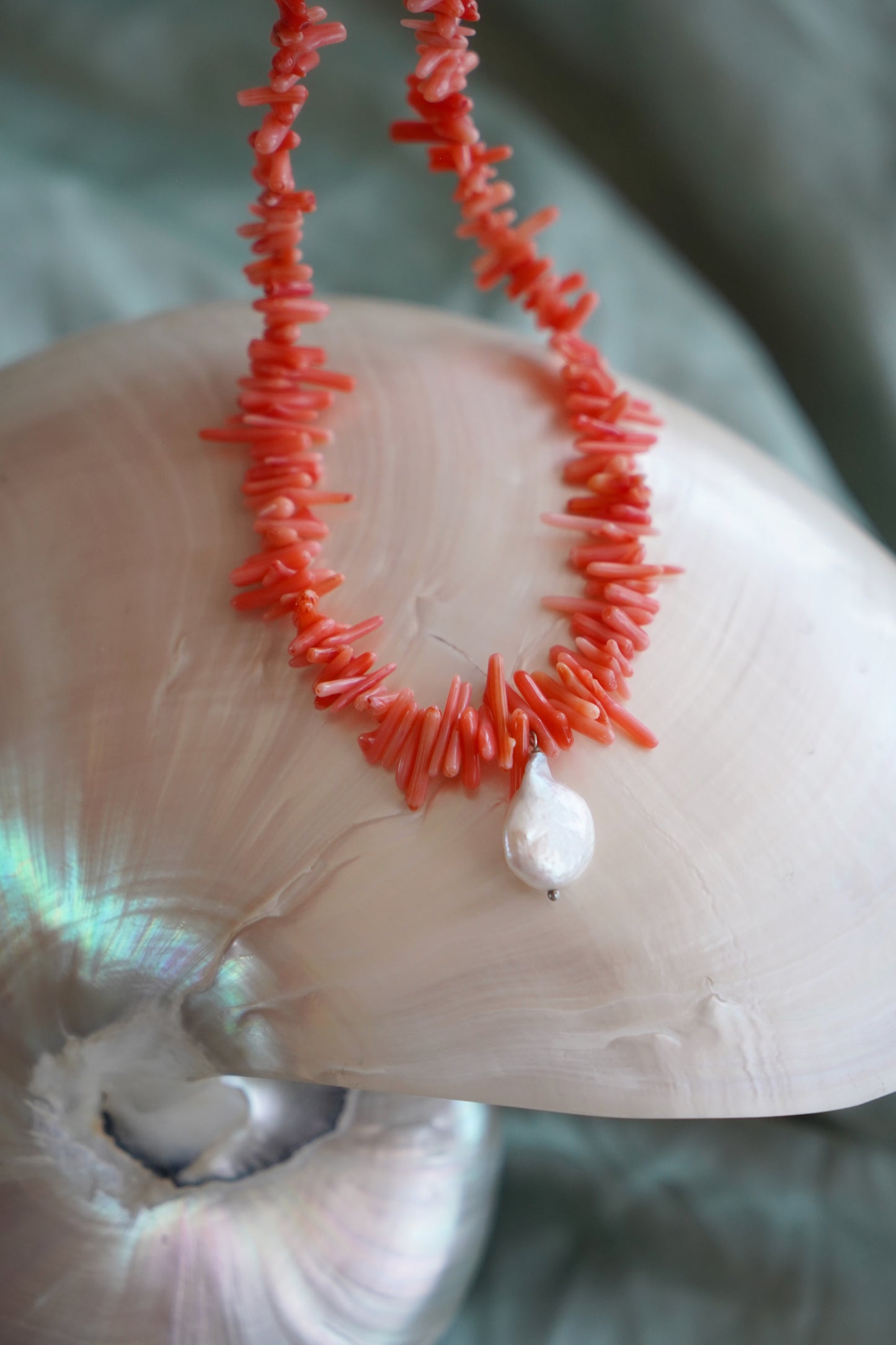 Orange coral necklace