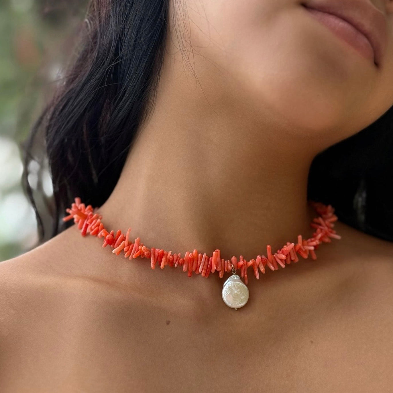 Orange coral necklace